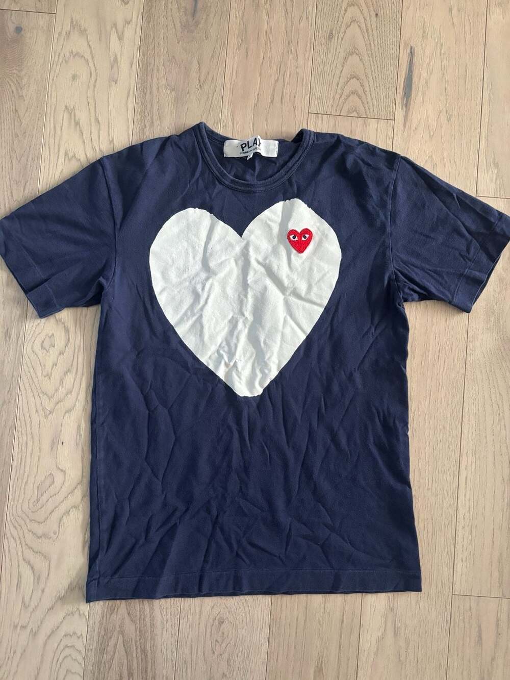 COMME des GARÇONS PLAY Heart In Heart T-Shirt Size L Navy Blue